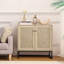 Buffet avec 2 portes en rotin, console de style campagnard avec rangement, armoire de cuisine pour table d'entrée