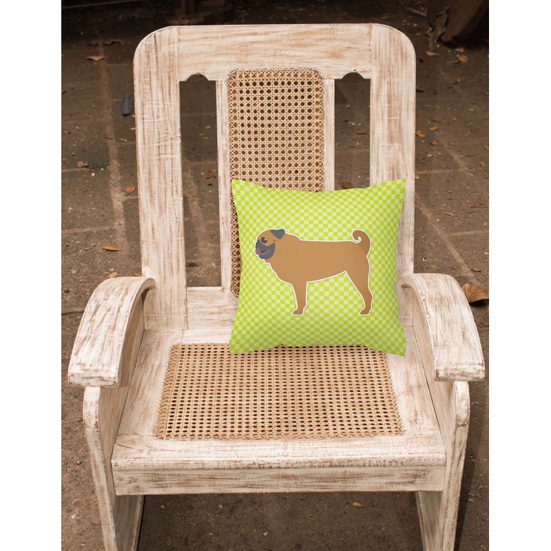 Coussin décoratif intérieur/extérieur carlin, H 14 po x l 14 po x P 3 po, Vert