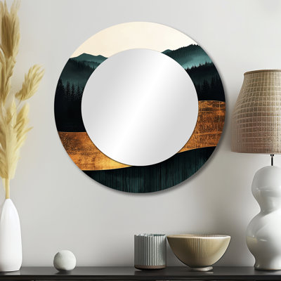 «Minimal Forest and Peaks Solitude Horizon I», art abstrait miroir de paysage, impression sur métal
