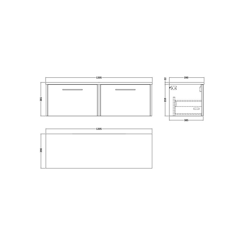 Juno 120.5cm Double Bathroom Vanity Base Only, Metallic Slate