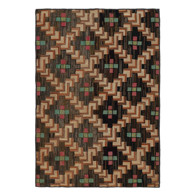 One-of-a-Kind 4'4" x 6'3" Area Rugin Blue/Black/Brown/Red