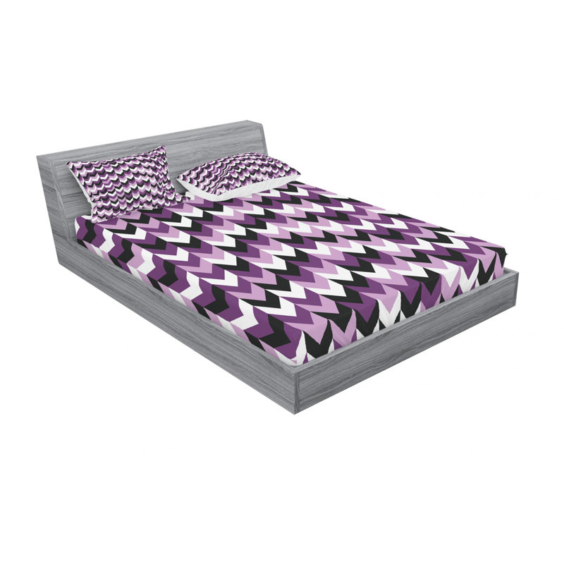 Microfiber Chevron Sheet Set, Full/Double Sheet Set with Fitted Sheet