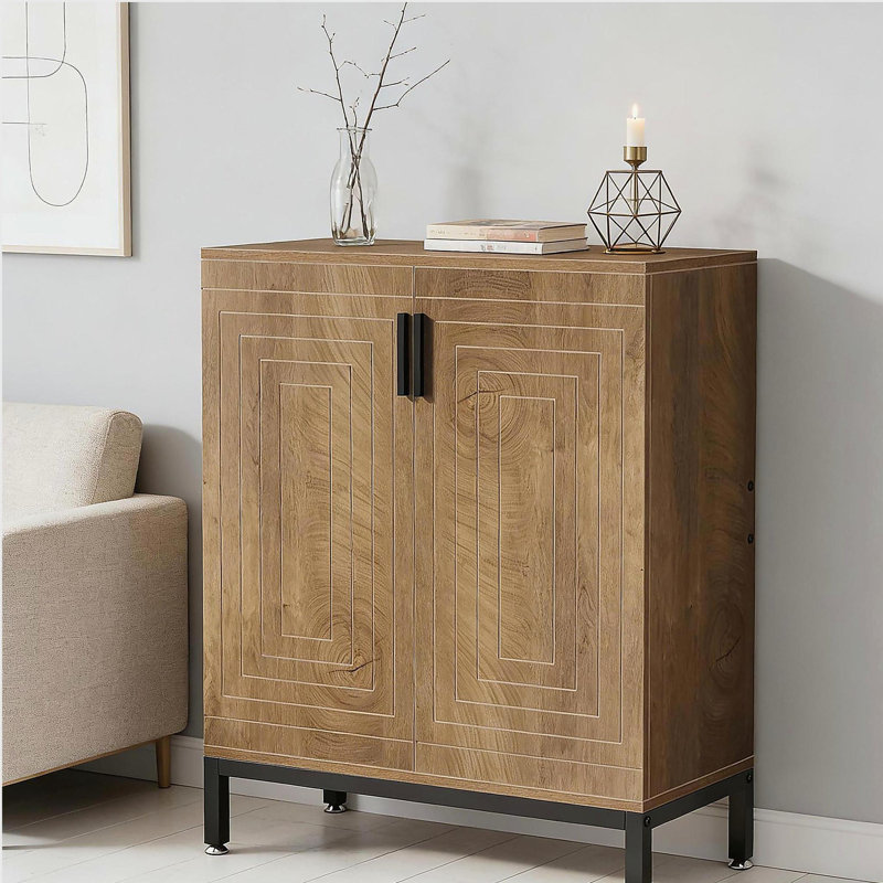 Storage Cabinet, Spacious Shoe Racks Organizer, Shoe Cabinet, Light Brown/Black