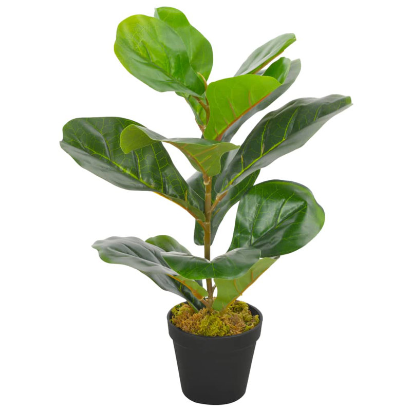 45cm Faux Fiddle Plant in Wood Pot