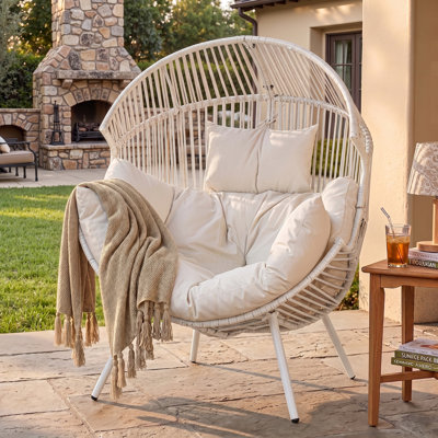 Patio Wicker Egg Chair with Cushion