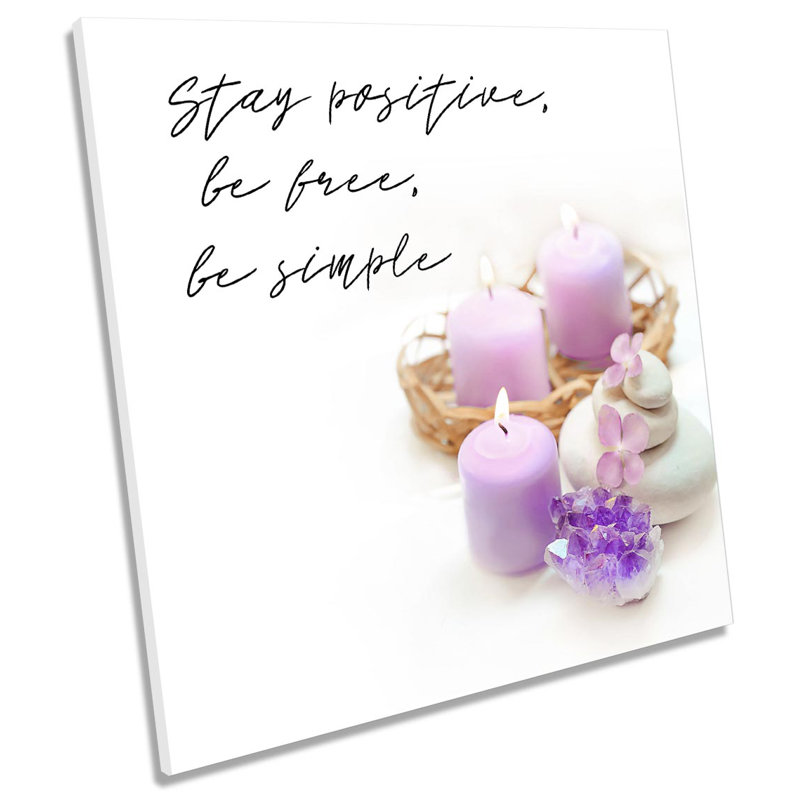 Z1129 Stay Positive Spa Zen Stones - Wrapped Canvas Print, 60cm H x 60cm W x 2cm D