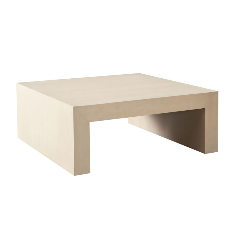 Somy Modern Coffee Table, 40 Inch Square Top, Wide Panel Legs, Natural Grey