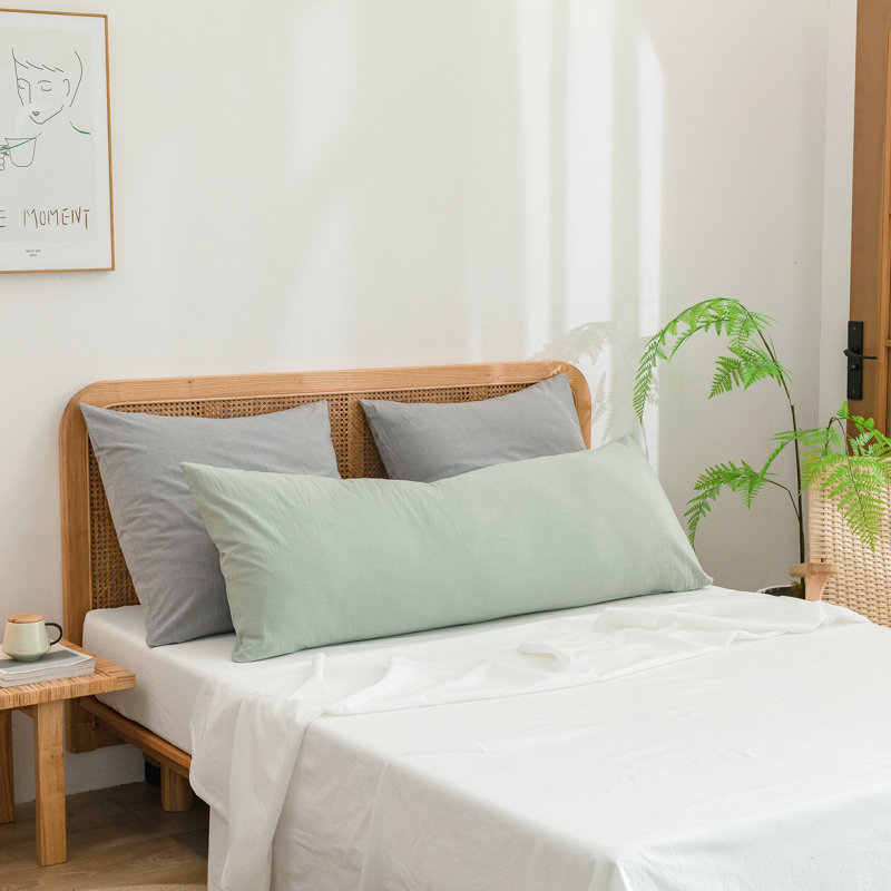 Housse de coussin 100% coton délavé Bestouch, De corps (20 po x 54 po), Vert sauge