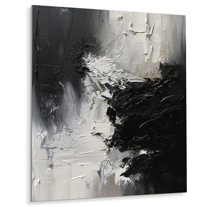 Black and white Modern Abstract Wall Decor on Metal, 20" H x 12" W x 1" D