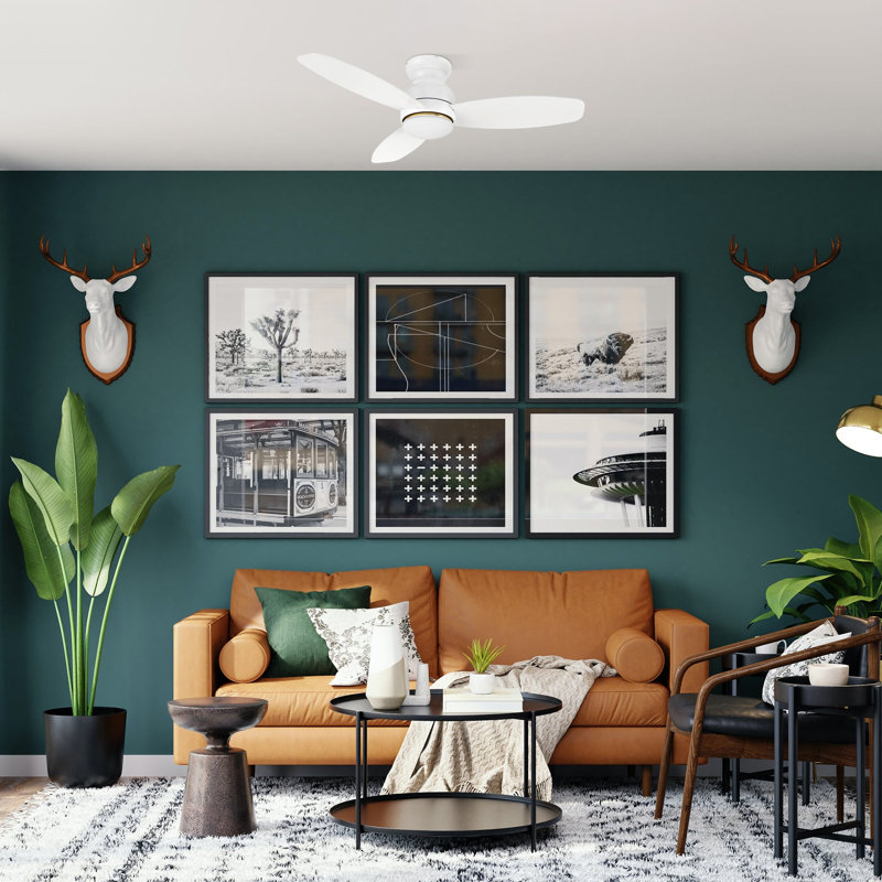 Ventilateur de plafond Honiton avec télécommande, ensemble d'éclairage inclus., 190 tr / min, 48 po de largeur, Blanc