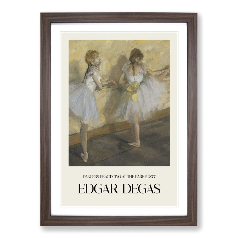Ballet Ballerina Dancers Practicing At The Bar by Edgar Degas - Single Picture Frame Print on MDF, 36cm H x 27cm W x 2cm D