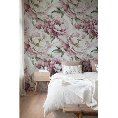 Blush Pink Peony Wallpaper Floral Peel and Stick Roll