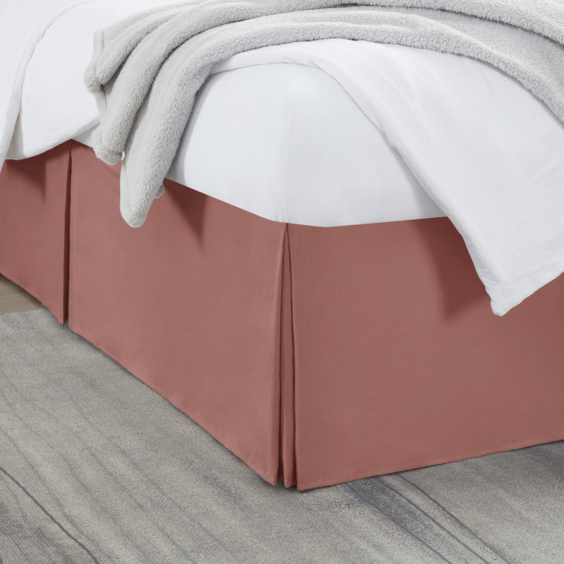 Pink Clay Pleated Queen Bed Skirt with 14" Drop
