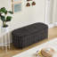 Banc de rangement 49,2 po en fausse fourrure avec dessus en métal noir