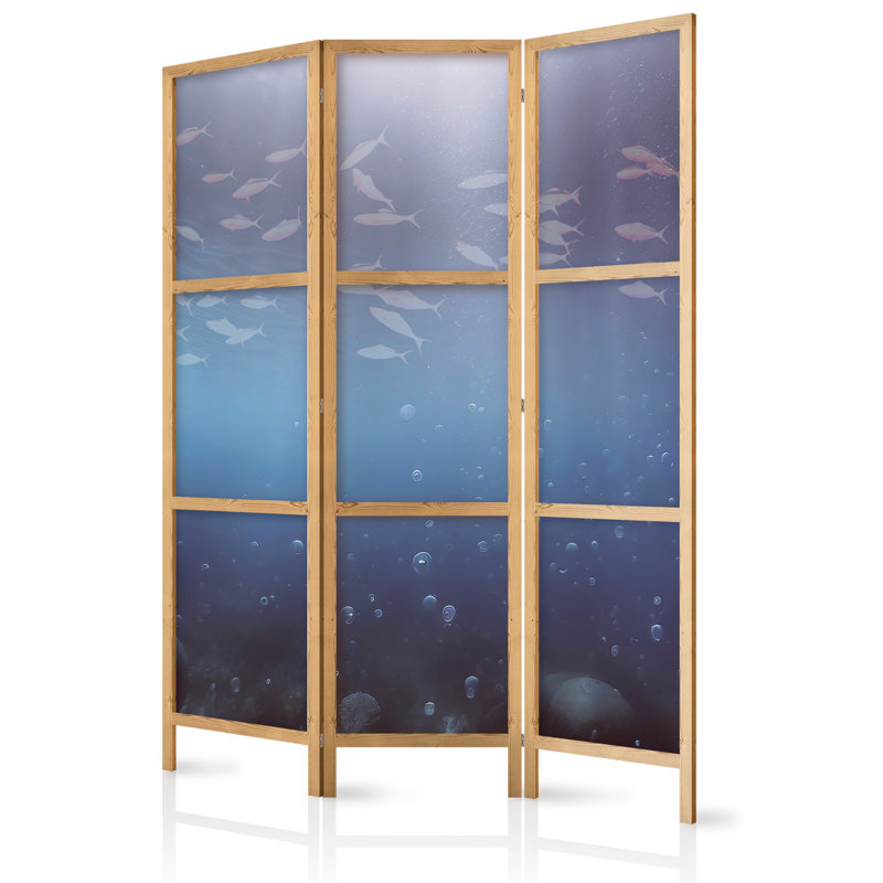 171cm H Solid Wood Folding Room Divider, 171cm H x 135cm W x 1.2cm D, 3