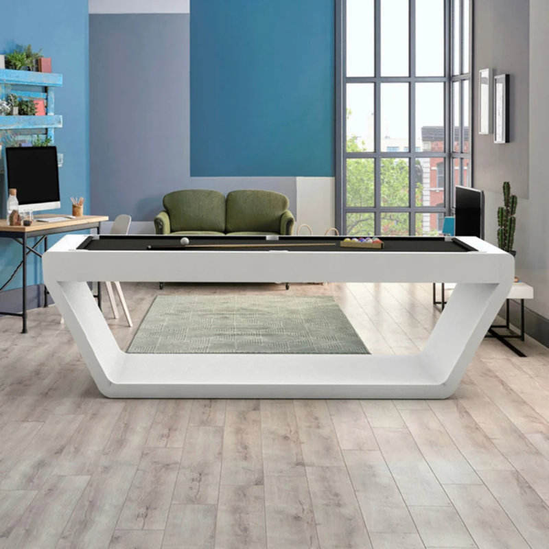 White Billiards Pool Table, 102" L x 57" W x 33" D