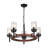 5 - Light Dimmable Wood Cylinder Chandelier Bubble Glass