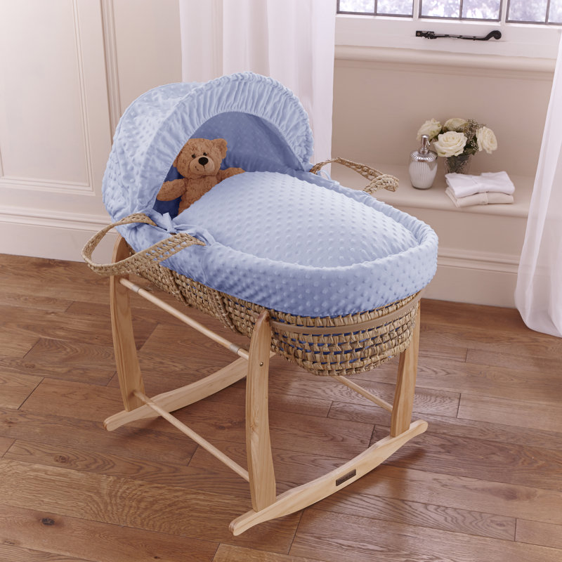 Dimple Palm Moses Basket, Blue