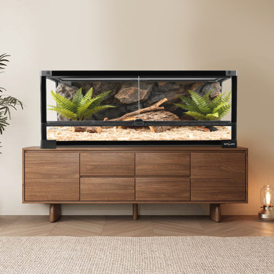 Reptile Glass Terrarium, 30" X 12" X 12" Knock-Down Reptiles Terrarium With Swing Double Doors&Top Screen Ventilation
