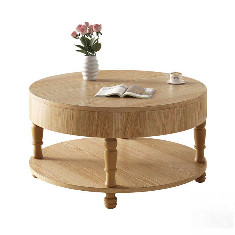 Table basse 31,5 "moderne avec rangement et compartiment caché, Natural Wood