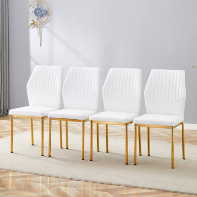 Chaises simples et luxueuses - Ensemble de 4 chaises de salle à manger en tissu avec pattes en métal