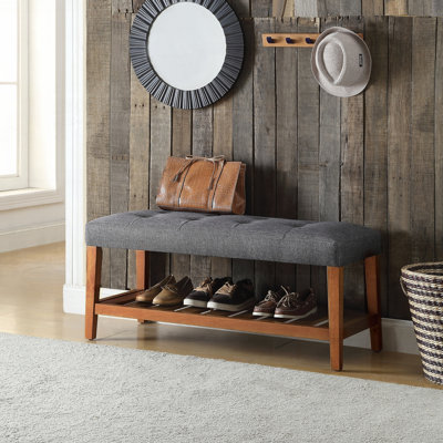 Banc en tissu avec finition chêne