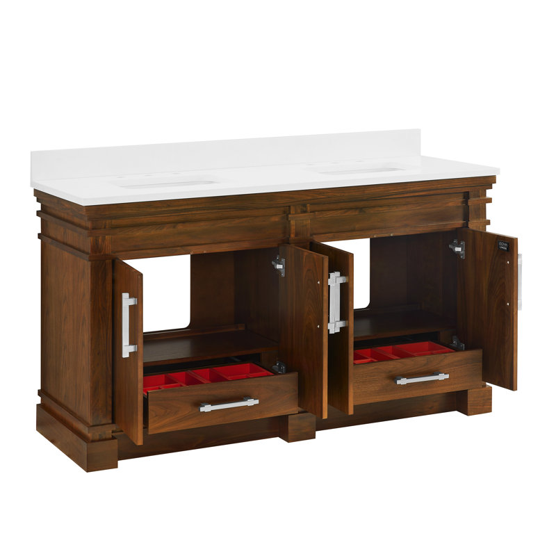 FLW Harmony 36 Wood Sink Vanity, Walnut, 60