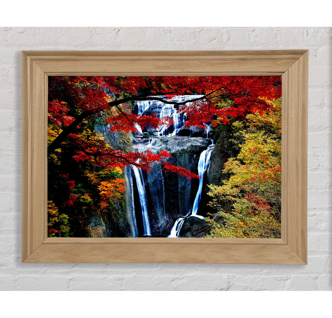 Wasserfall Herbst - Bilderrahmen Kunstdrucke