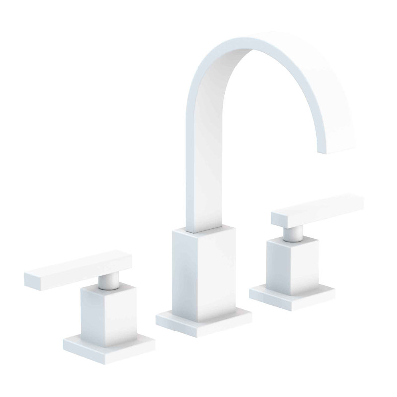Secant Widespread Bathroom Faucet with Drain Assembly, Matte White
