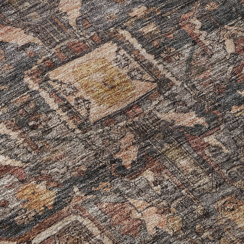 Premium Machine Washable Larock AMF1240 Medallion Rug, Round 8'