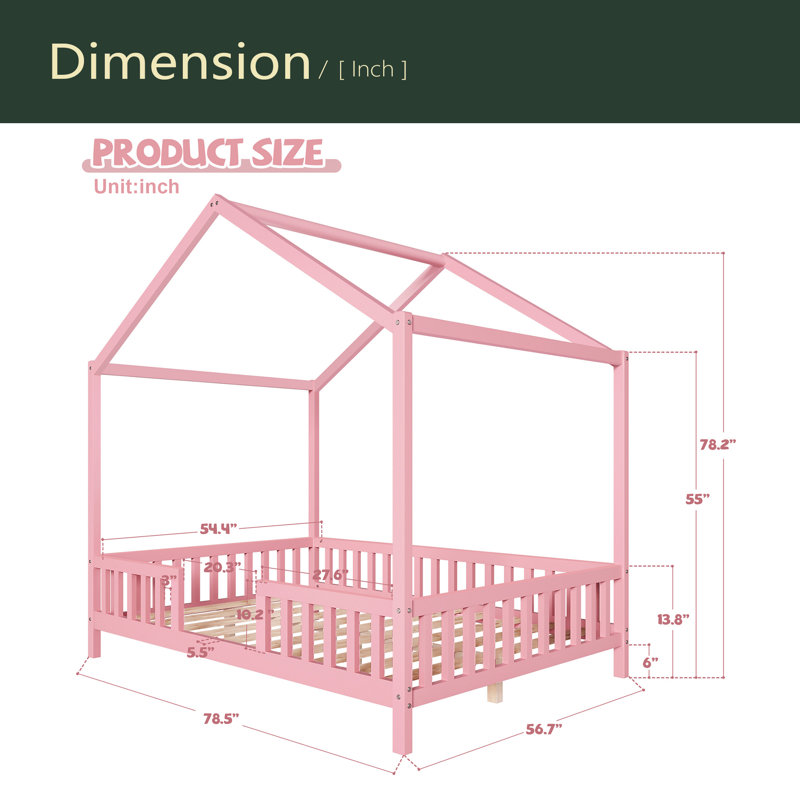 House Shape With High Railings, Full, Pink