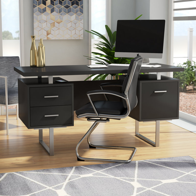 Jazarian Computer Desk, Home Office, Laptop, Left, Right Set-up, Storage Drawers, Work, Espresso, 30" H x 60" W x 24" D