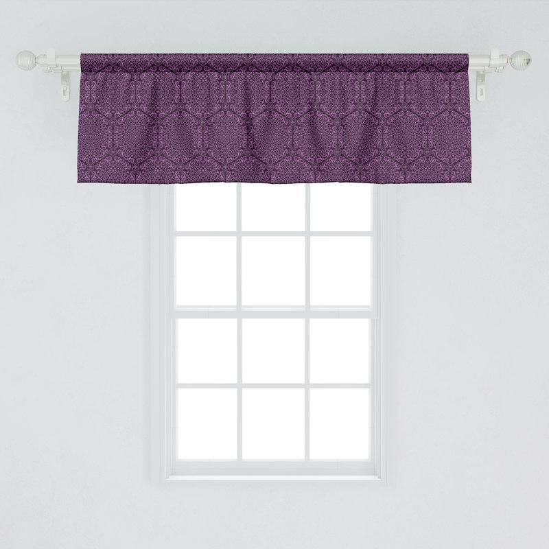Purple Satin Damask Pattern Rod Pocket Valance, 54" x 12"