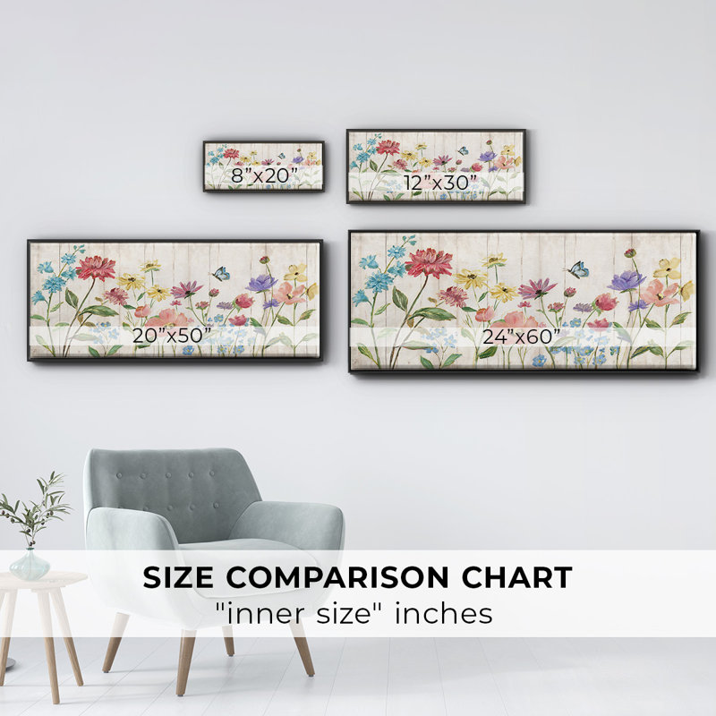 Fleurs sauvages sur toile encadrée, H 8 po x l 20 po