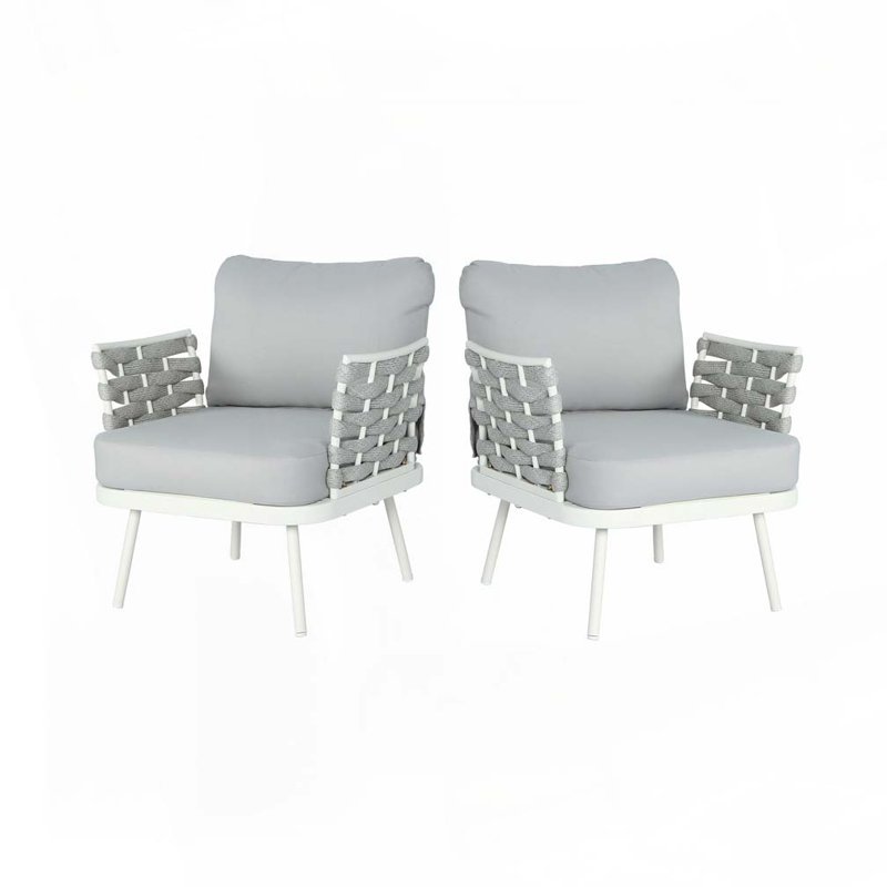 Fauteuil club d'extérieur en corde, Gris