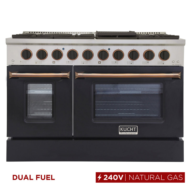 Kucht 48'' W Dual Fuel Range, Black/Gold, Natural Gas