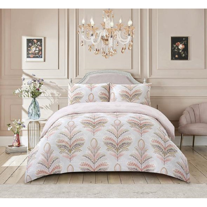 Complete Bedding Set Cotton Rich Floral Duvet Cover, Fitted Sheet & Pillowcases Soft, Breathable & Wrinkle-Resistant