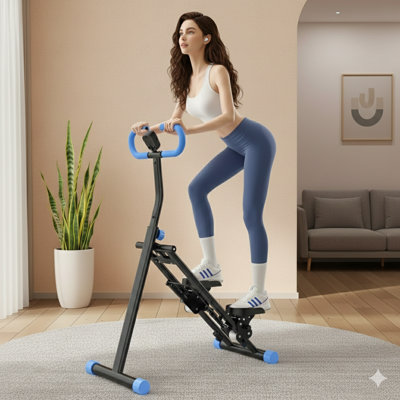 Home Use Stair Climbing Machine - Enhanced Vertical Climber For Total-Body Workout, Fitness Equipment With Robust Construction And Adjustable Handlebars - Blue