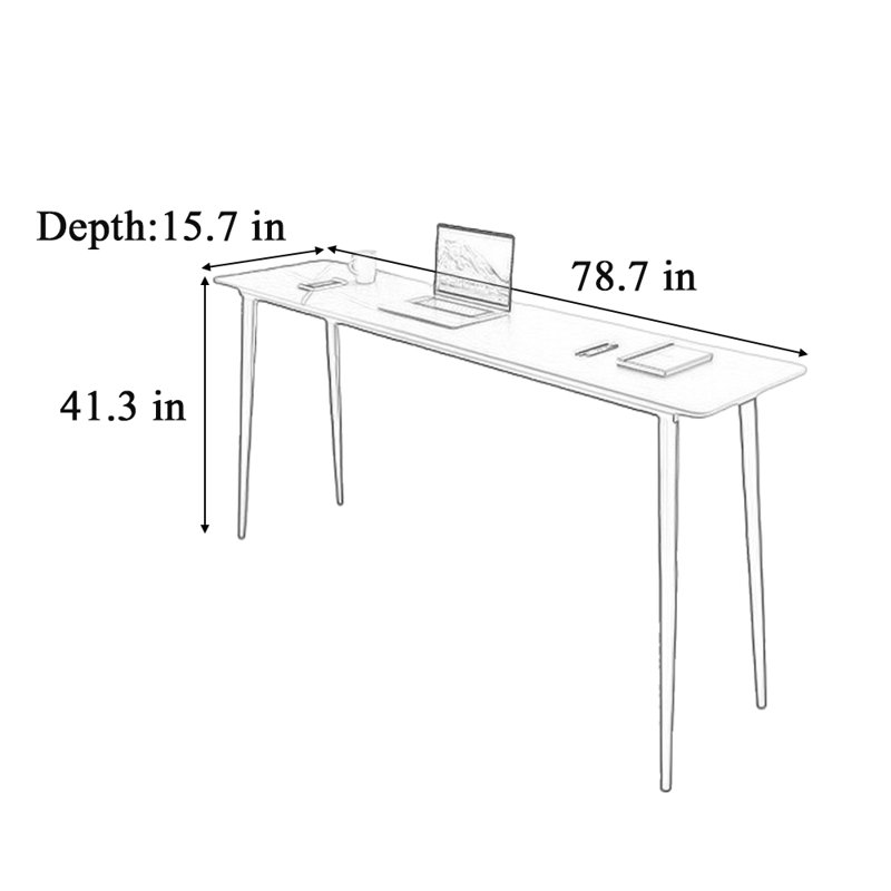 Table de bar de style simple, H 41,3 po x L 15,7 po x l 78,7 po