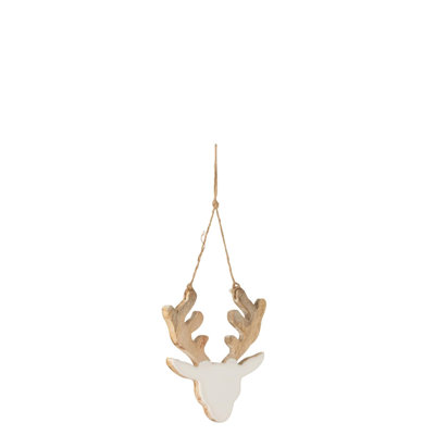 Reindeer Mango Wood White/White Wash Small Holiday Shaped Ornament