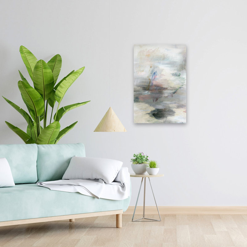 «Whispering Echoes In Soft Mist I», peinture à l'huile abstraite, art de paysage, H 24 po x l 16 po