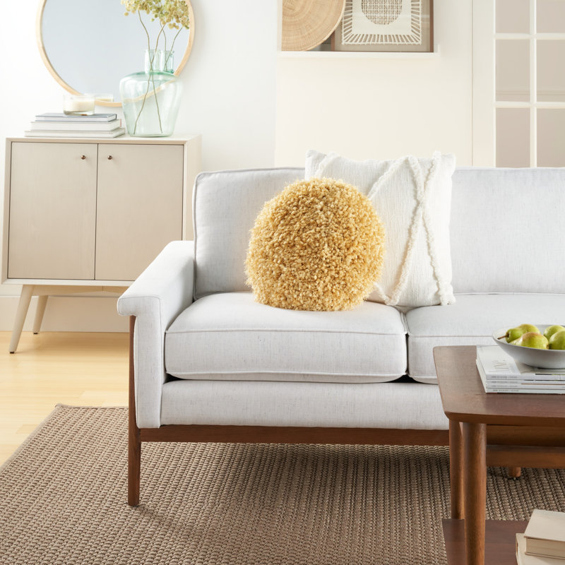  Housse de coussin rond et insert, Jaune