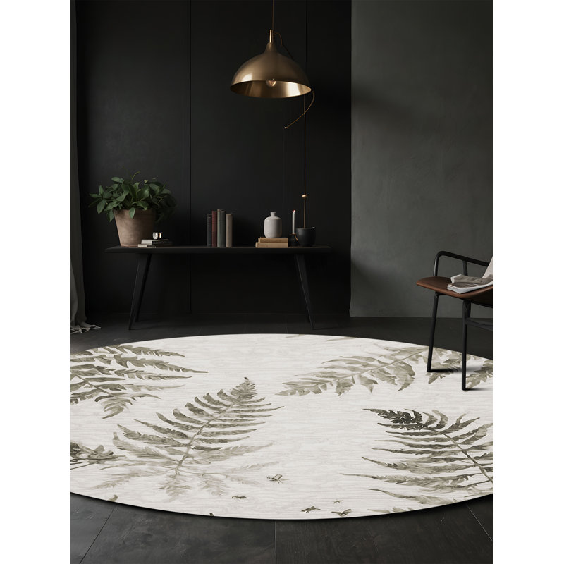 Tapis gris lavable à la machine, Rond 5 pi