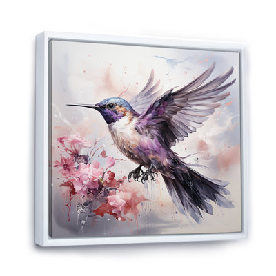 Colibri gris flottant Blooms III - Colibri, art mural animal