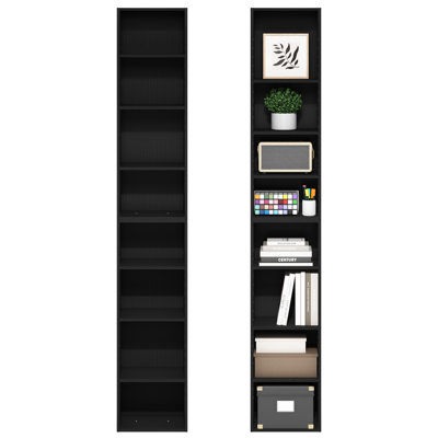Ensemble de 2 étagères, bibliothèque haute séparable à 8 niveaux, empilable avec tablette ouverte réglable, 23,6 x 30 x 180 cm, pour salon, chambre, bureau, vert sauge