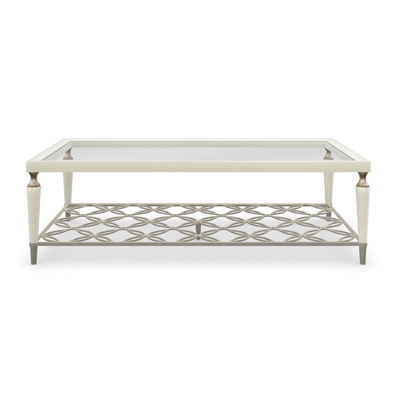 Glass Top Single Coffee Table, 17" H x 56" L x 28.5" W