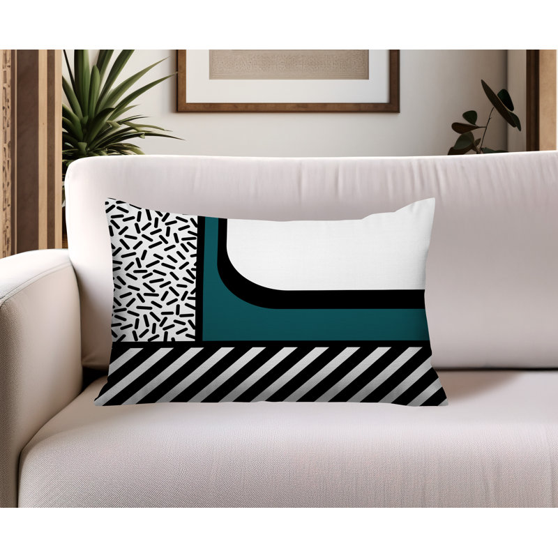 Oreiller rectangulaire réversible intérieur / extérieur Jazzo, Rectangulaire H 14 po x l 20 po, Émeraude