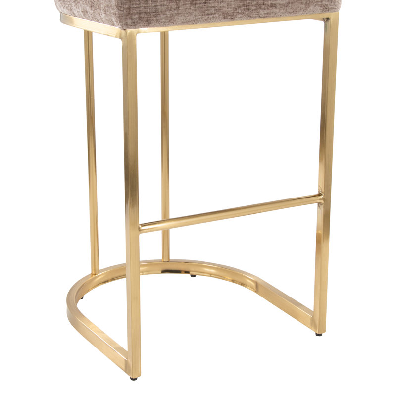 Erma Mid-Back 30" Fixed-Height Bar Stools (Set of 2), Brown, Gold
