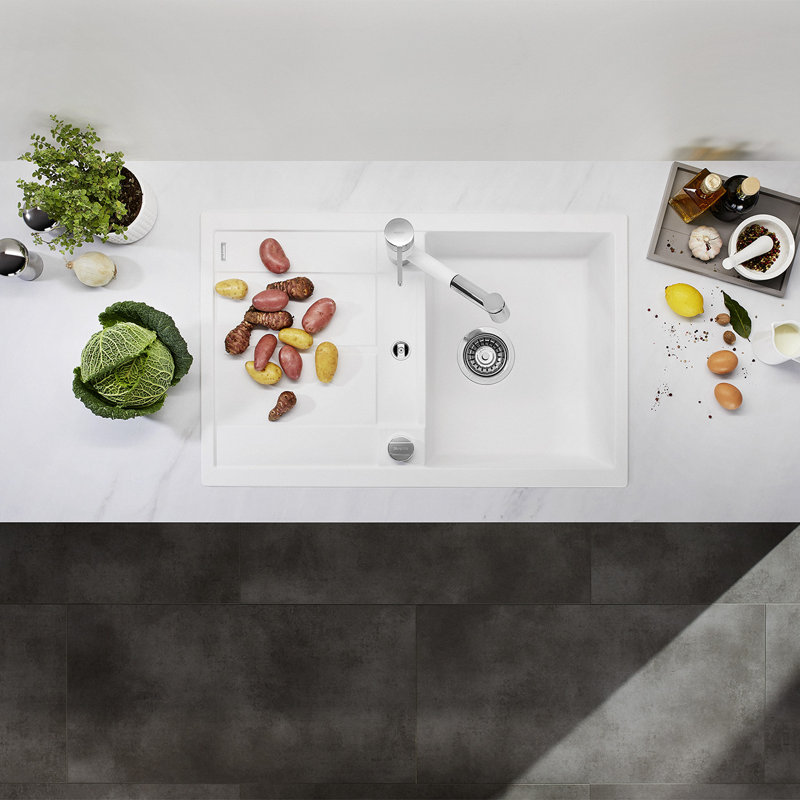 Metra Single Bowl Inset Kitchen Sink, White