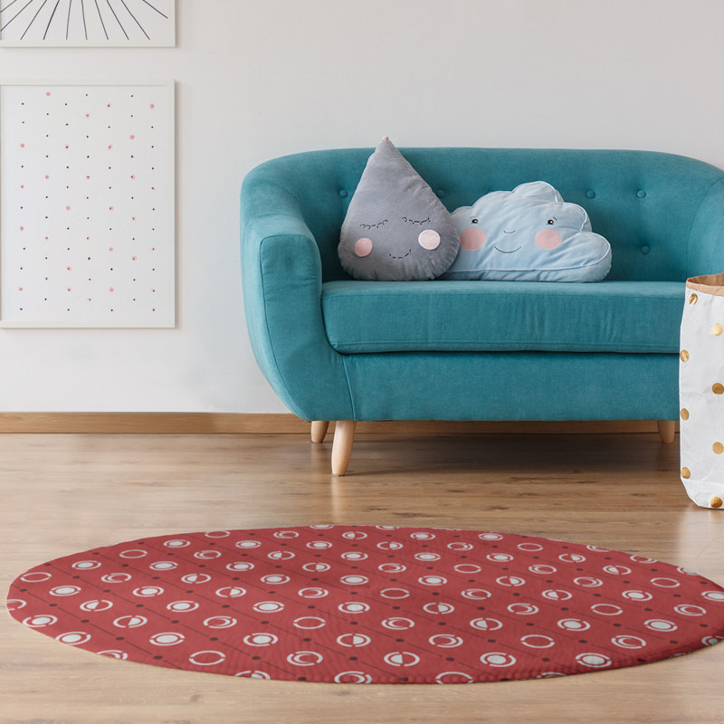 Chenille Geometric Indoor Rug, Round 5'